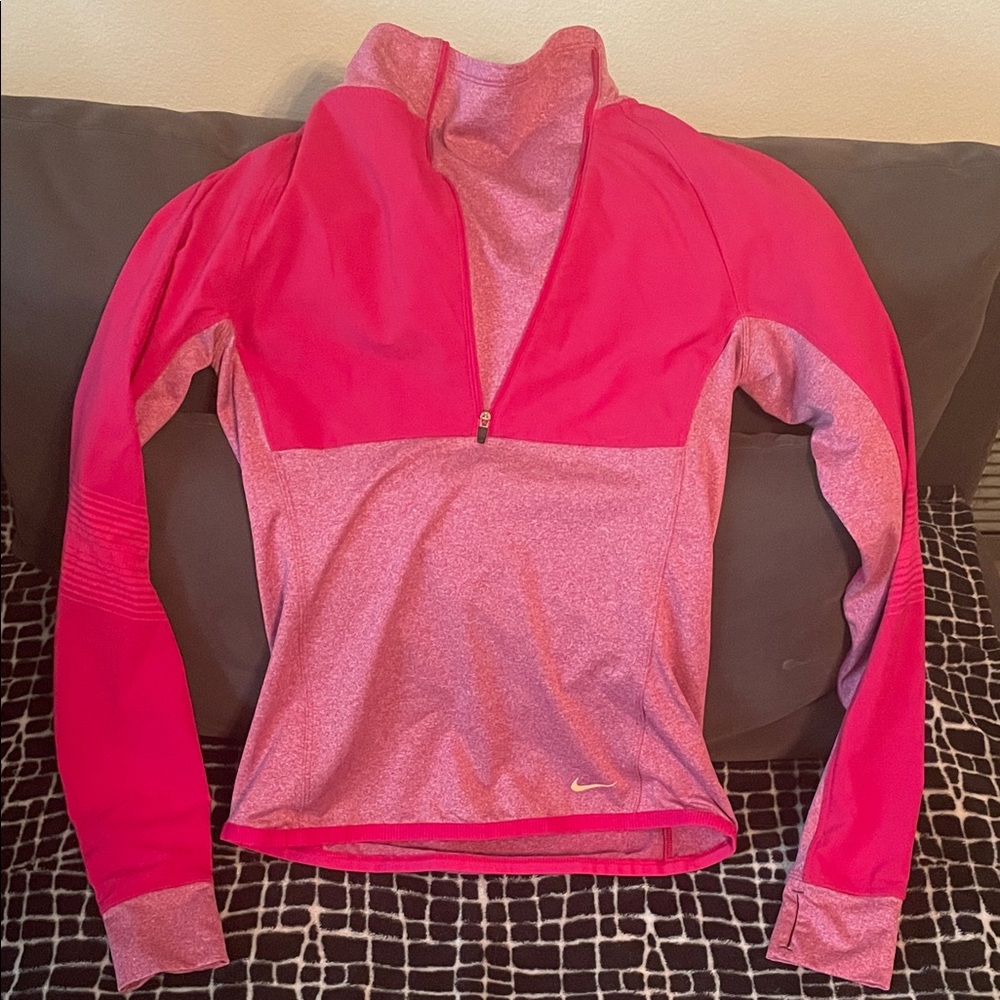 Nike Fuchsia and Heathered Gray Quarter-Zip Top
